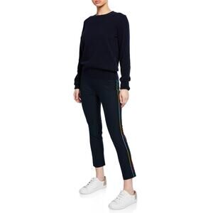 DEREK LAM 10 CROSBY Cropped Embroidered Flare Trouser w Rainbow Size 4 Black